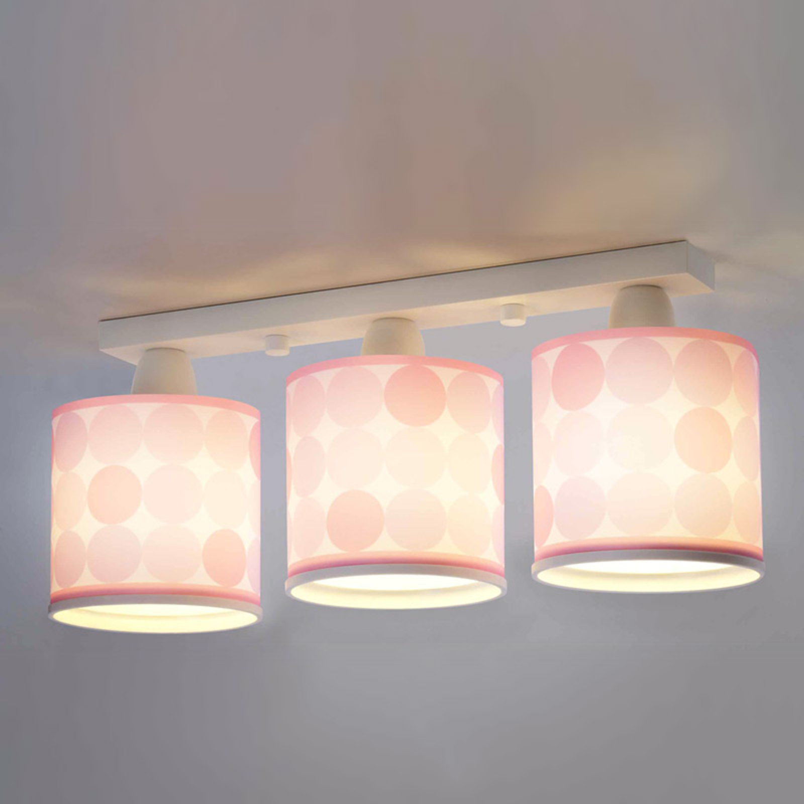 Gestipte plafondlamp Colors, roze