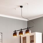 976 hanging light, three-bulb, black