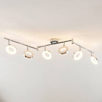 ELC Tioklia LED plafondlamp, chroom, 6-lamps