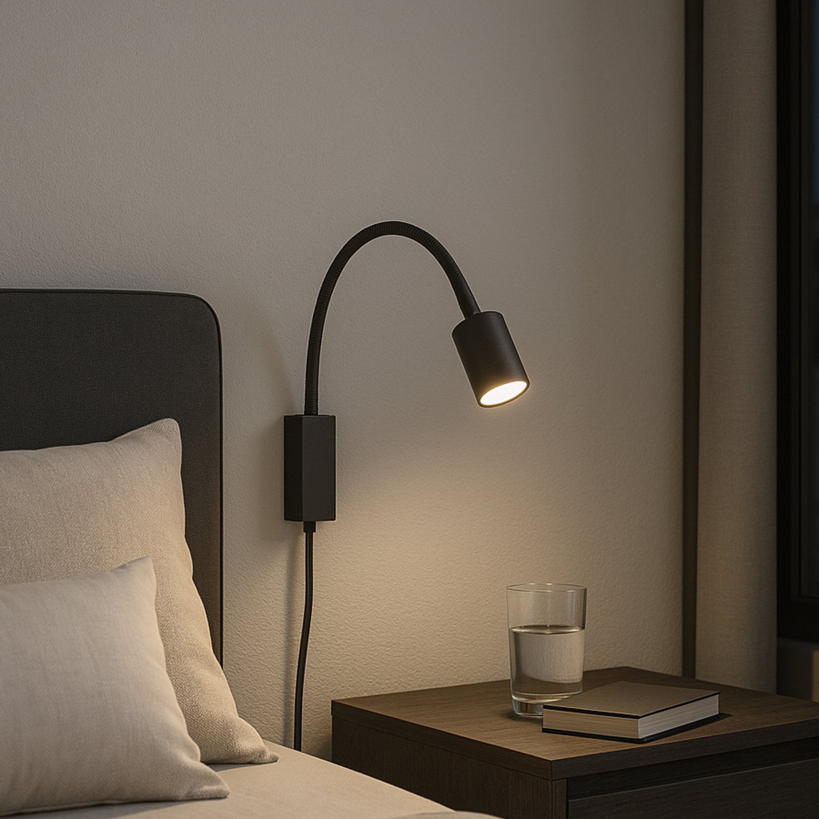 LED wandlamp Justi, zandzwart, hoogte 52 cm, metaal LED wandlamp Justi, zandzwart, hoogte 52 cm, metaal