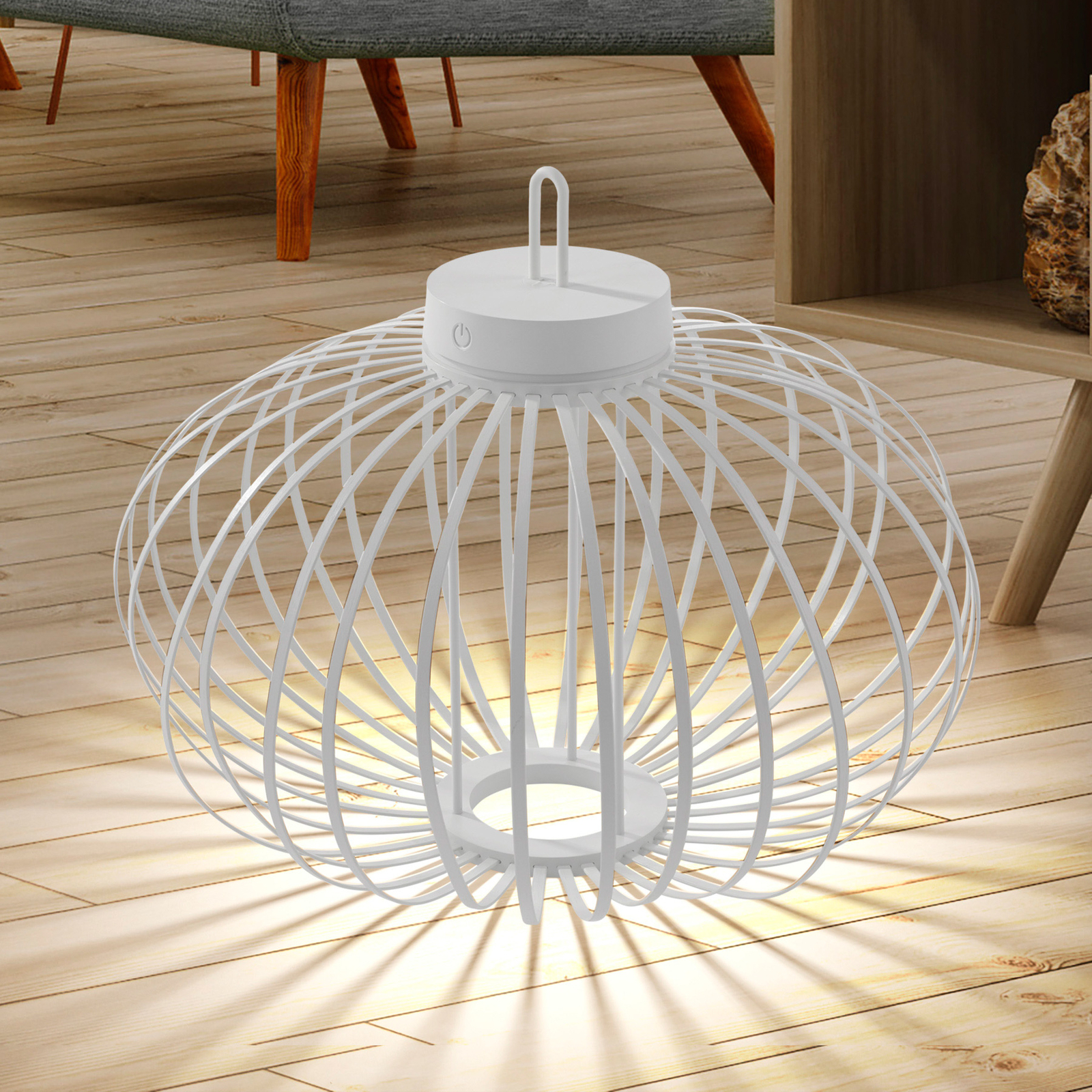 JUST LIGHT. Namizna svetilka Akuba LED za polnjenje, bela, 37 cm, bambus