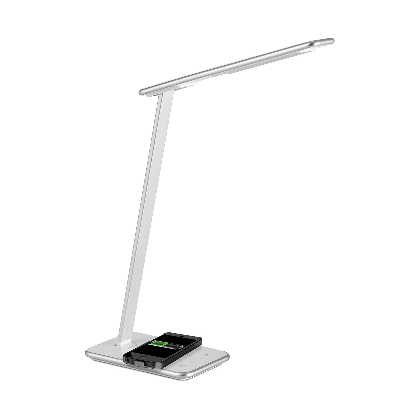 LED lampa na písací stôl Orbit strieborná indukcia