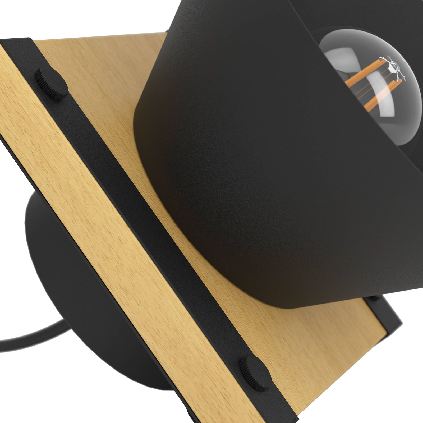 Lámpara de mesa Maccles en negro con madera