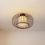 Lindby stropné svietidlo Davella, Ø 50 cm, bambus, textil