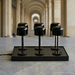 Lampa de masă cu LED-uri Quill, negru, stație de încărcare pentru 6 bucăți -