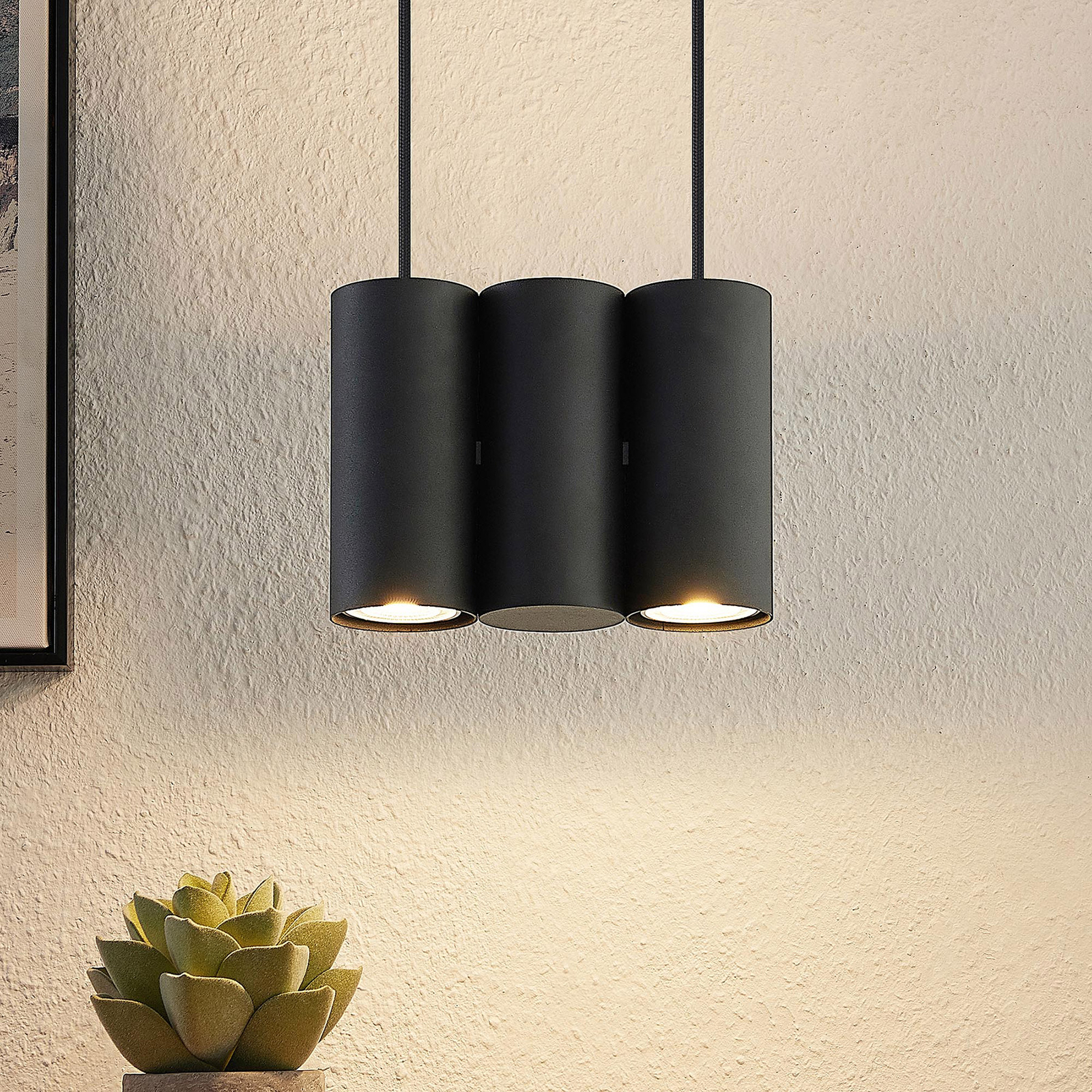 Lucande Cesur lampa wisząca, 3-punktowa, czarna