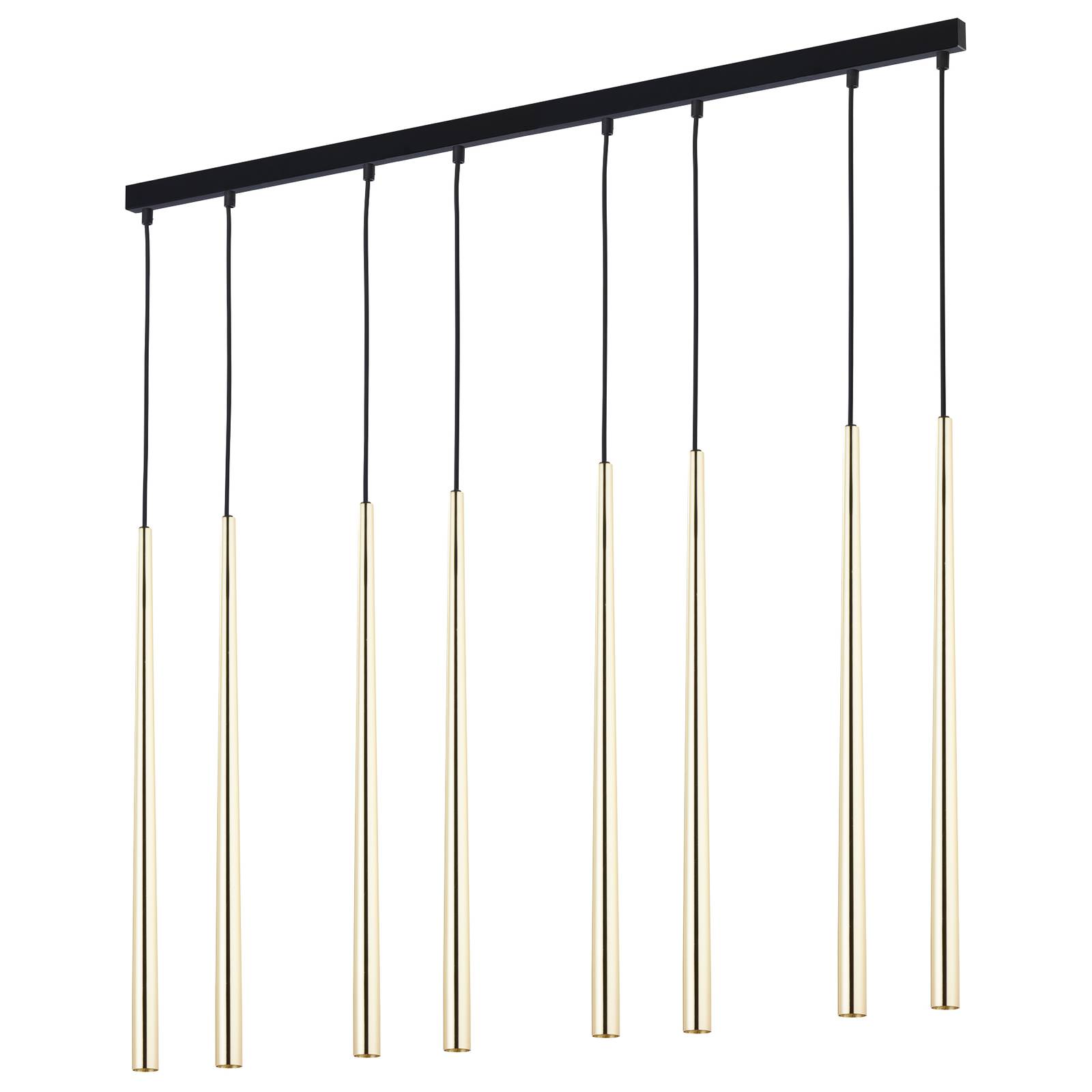 Pendelleuchte Piano, länglich, 8-flg. schwarz/gold