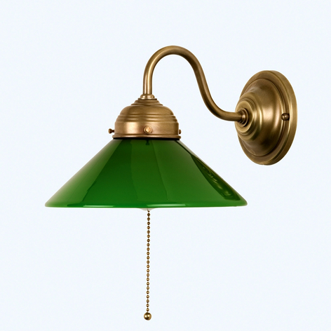 Wandleuchte KONRAD mit grünem Glasschirm