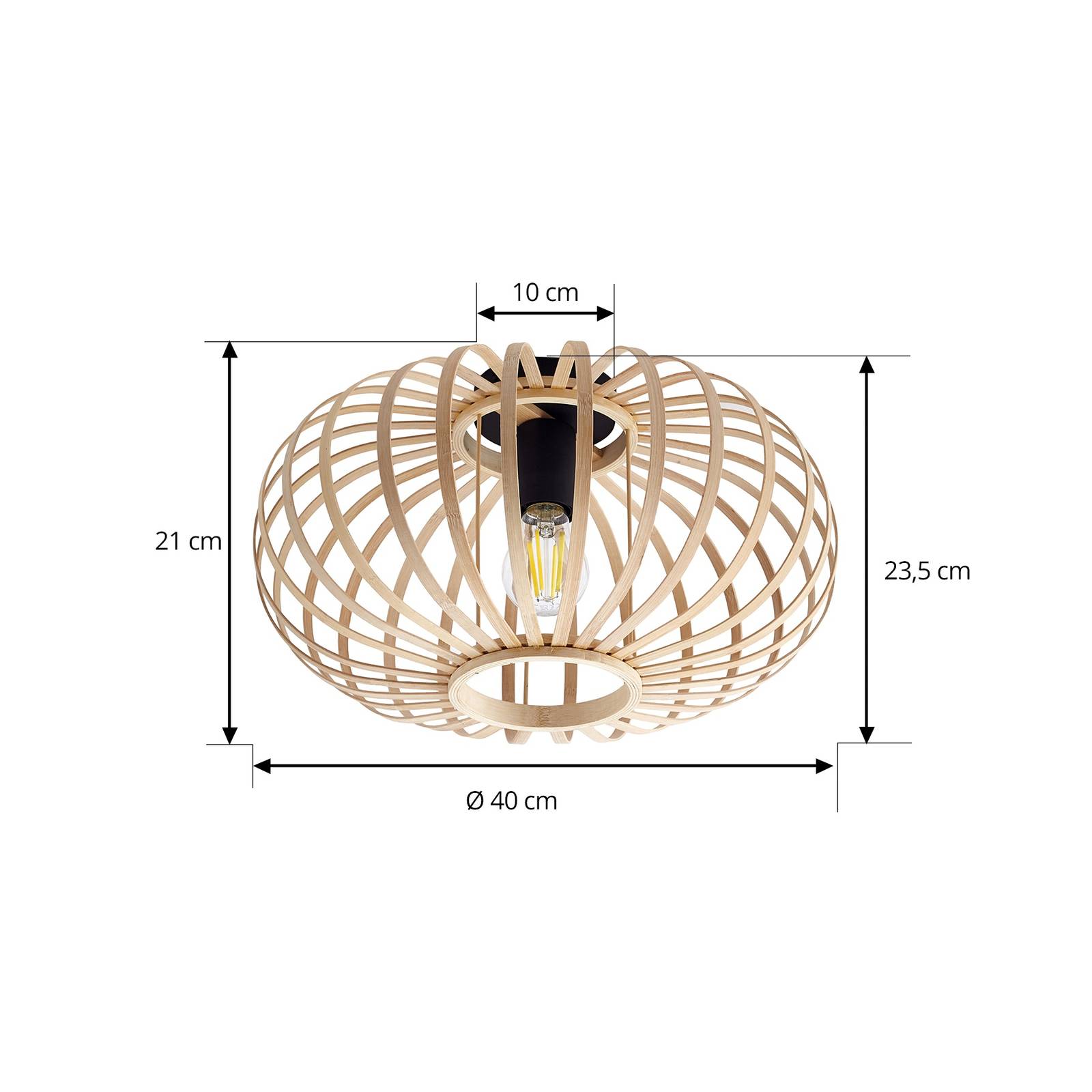 Lampa sufitowa Lindby Lielle, naturalny bambus, Ø 40 cm