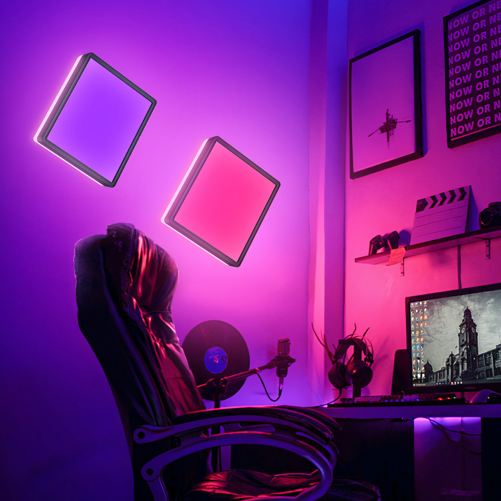 LED paneel Slim met afstandsbediening RGBW, 29 x 29 cm, zwart,