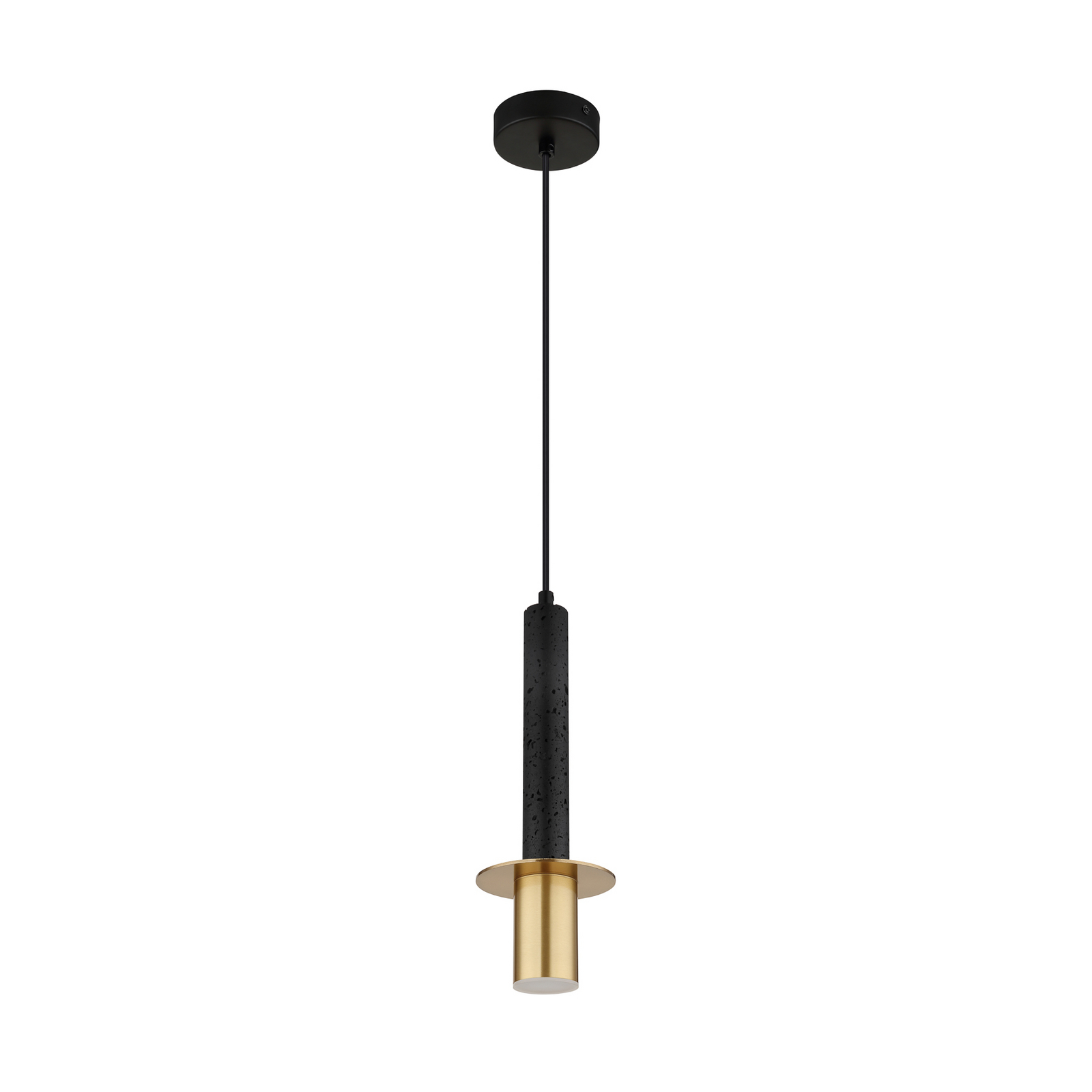 Hanglamp Shanna Ø 12 cm, zwart/messing, steen/metaal