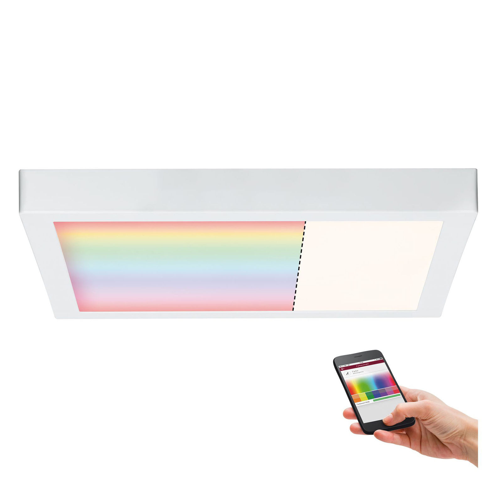 Paulmann Cesena ZigBee LED ceiling light, 40x40 cm, for Hallway, metal, 15.5 W, energy efficiency: A+, L: 40 cm, W: 40 cm, H: 3.8 cm