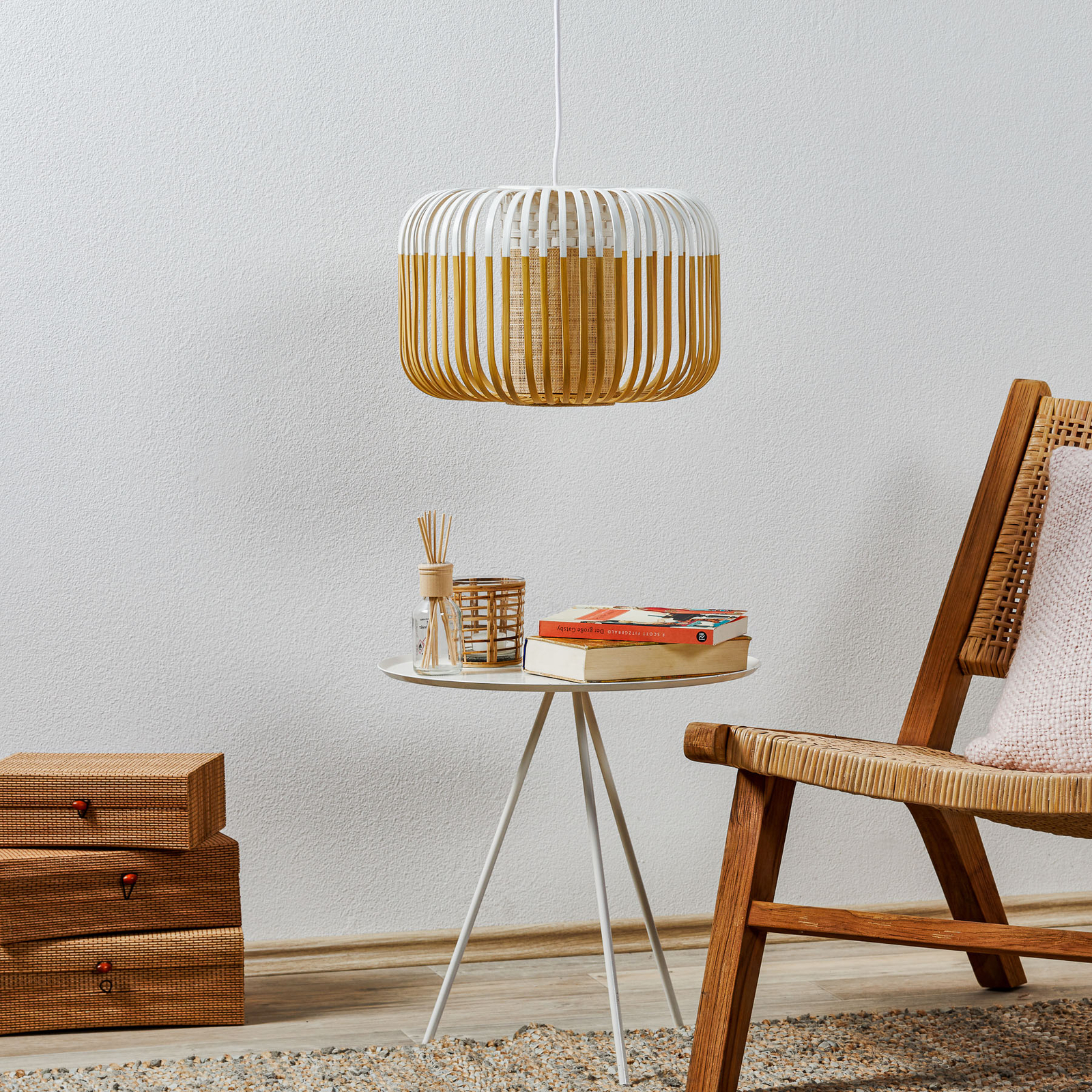 SKLUM Chaifer Hanglamp Van Bamboe - 55x45 Cm, Natuurlijke Design Lamp Voor Woonkamer Of Eetkamer