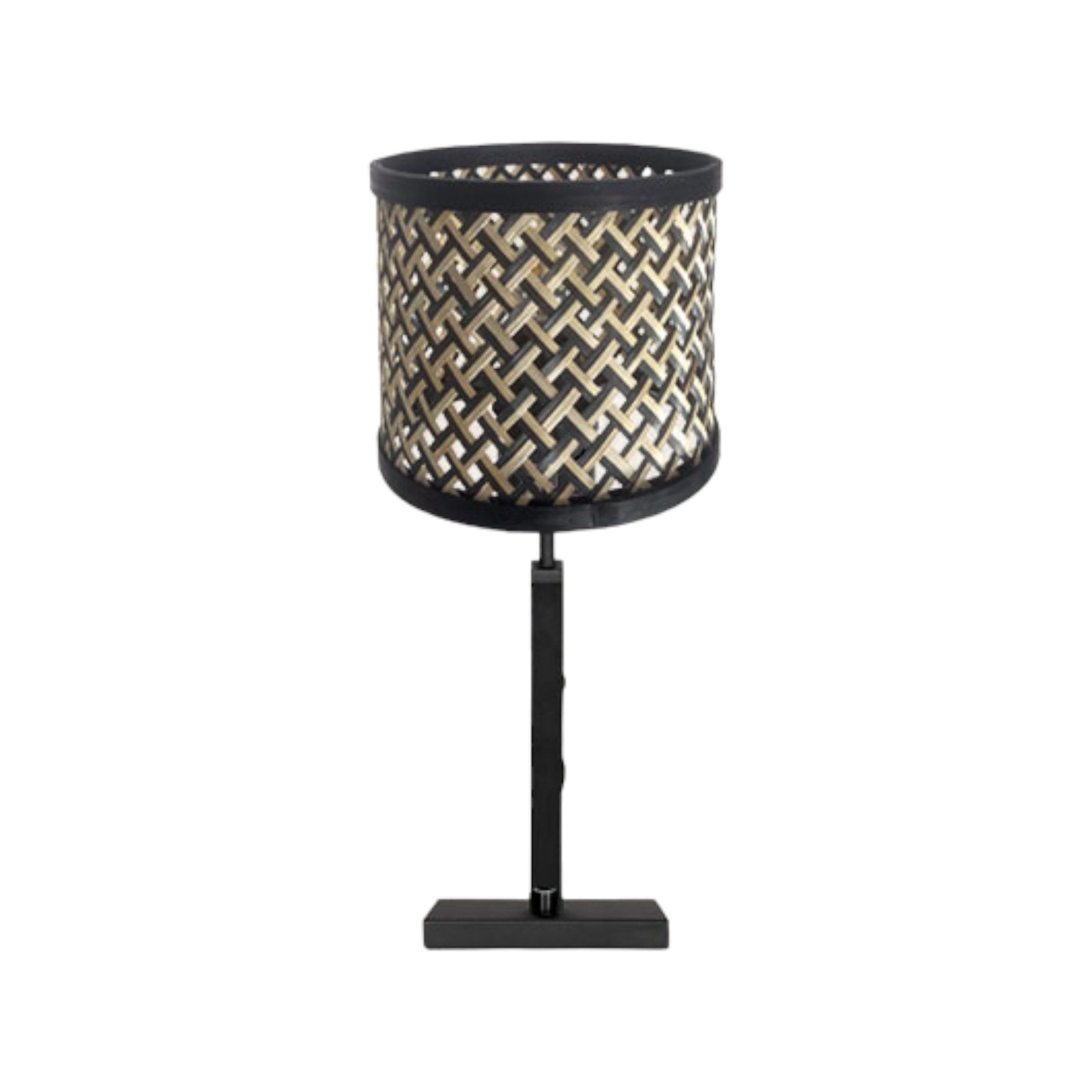 Stang 3707ZW table lamp, black/natural wickerwork