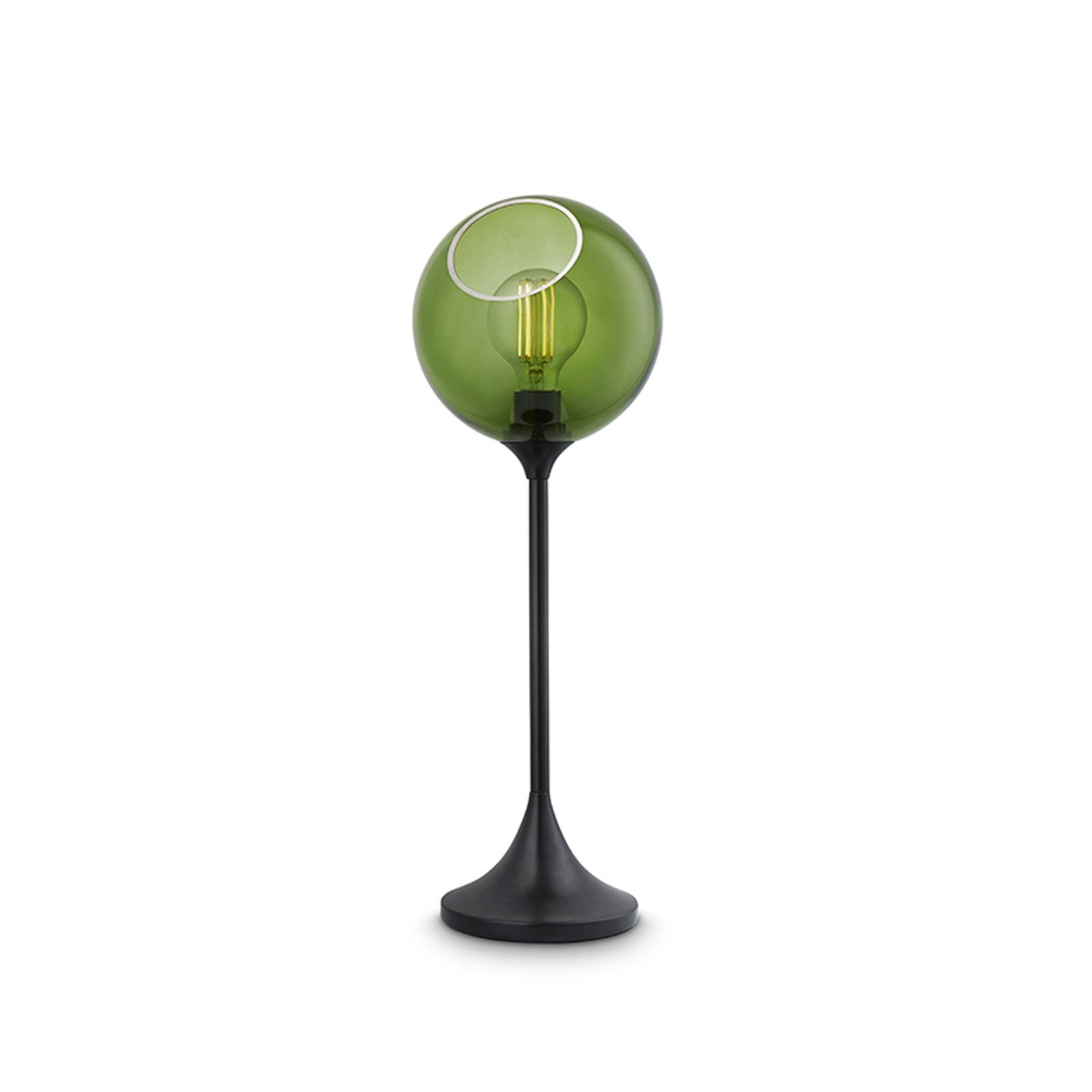 Ballroom bordlampe, grøn, glas, mundblæst, dæmpbar