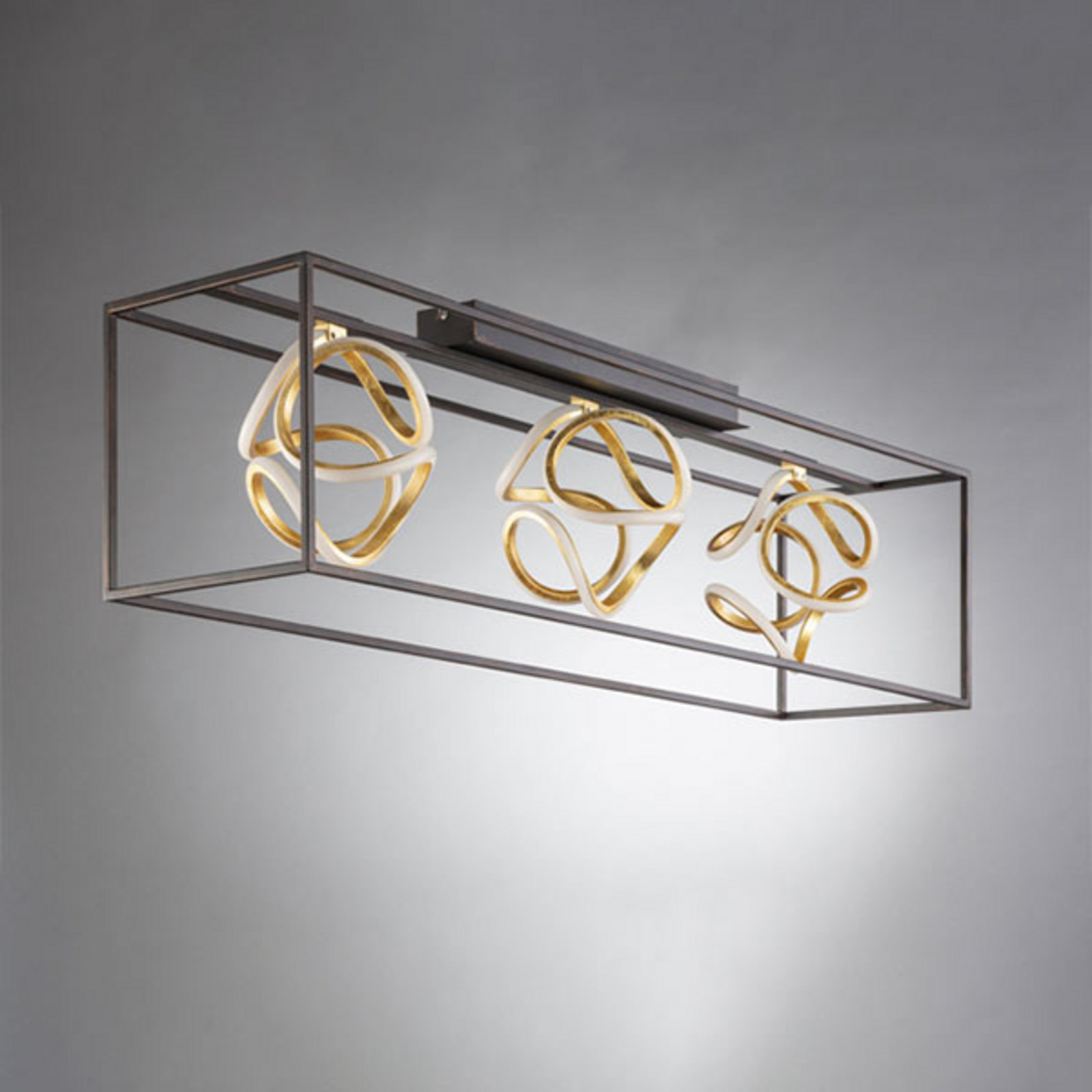 FISCHER & HONSEL Plafonieră LED Gesa cu colivie metalică - Camera de zi / sufragerie - modern - negru auriu