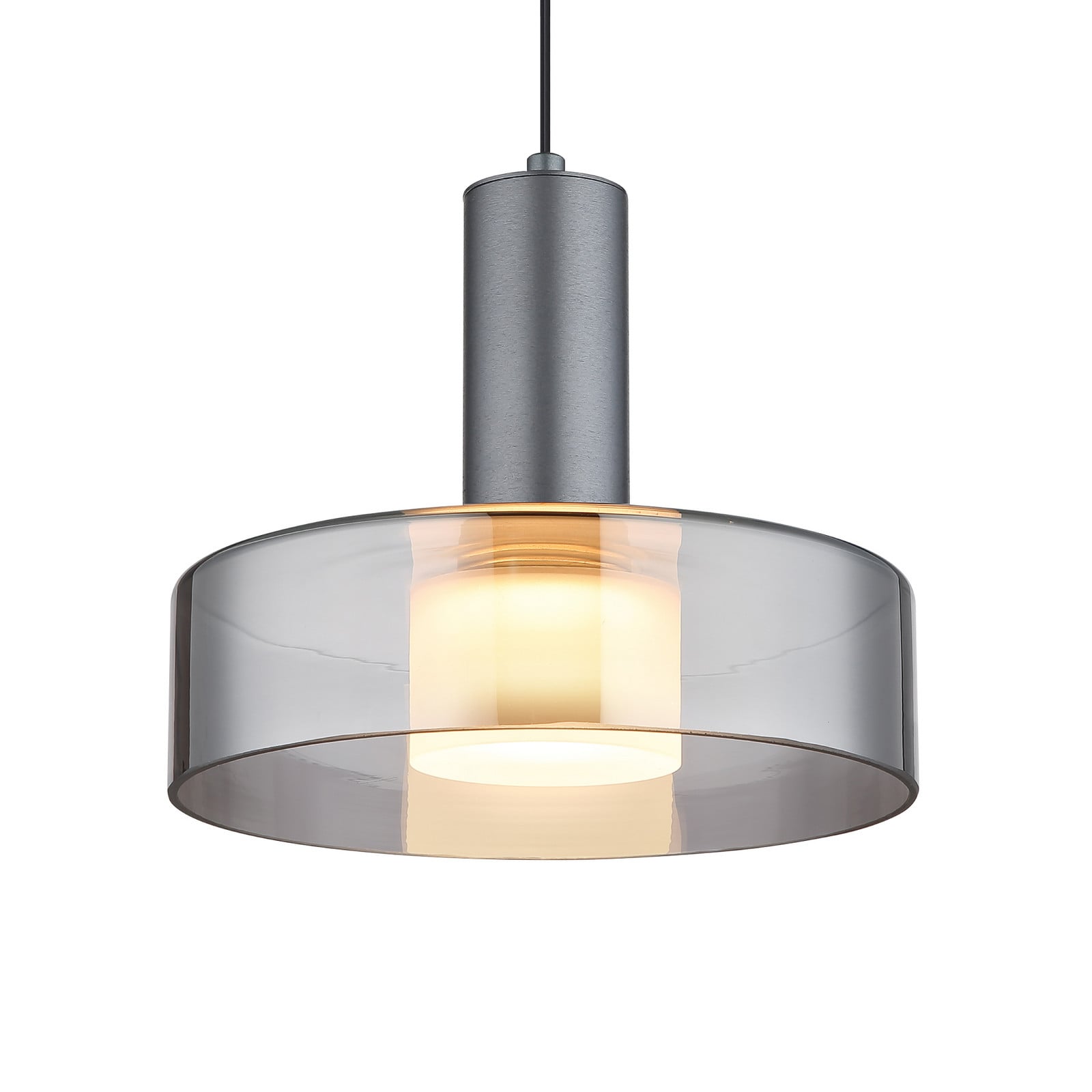 Globo Grant Lampă suspendată LED Ø 22 cm gri fumuriu sticlă - Camera de zi / sufragerie - gri mat gri fum satinat - Aluminiu