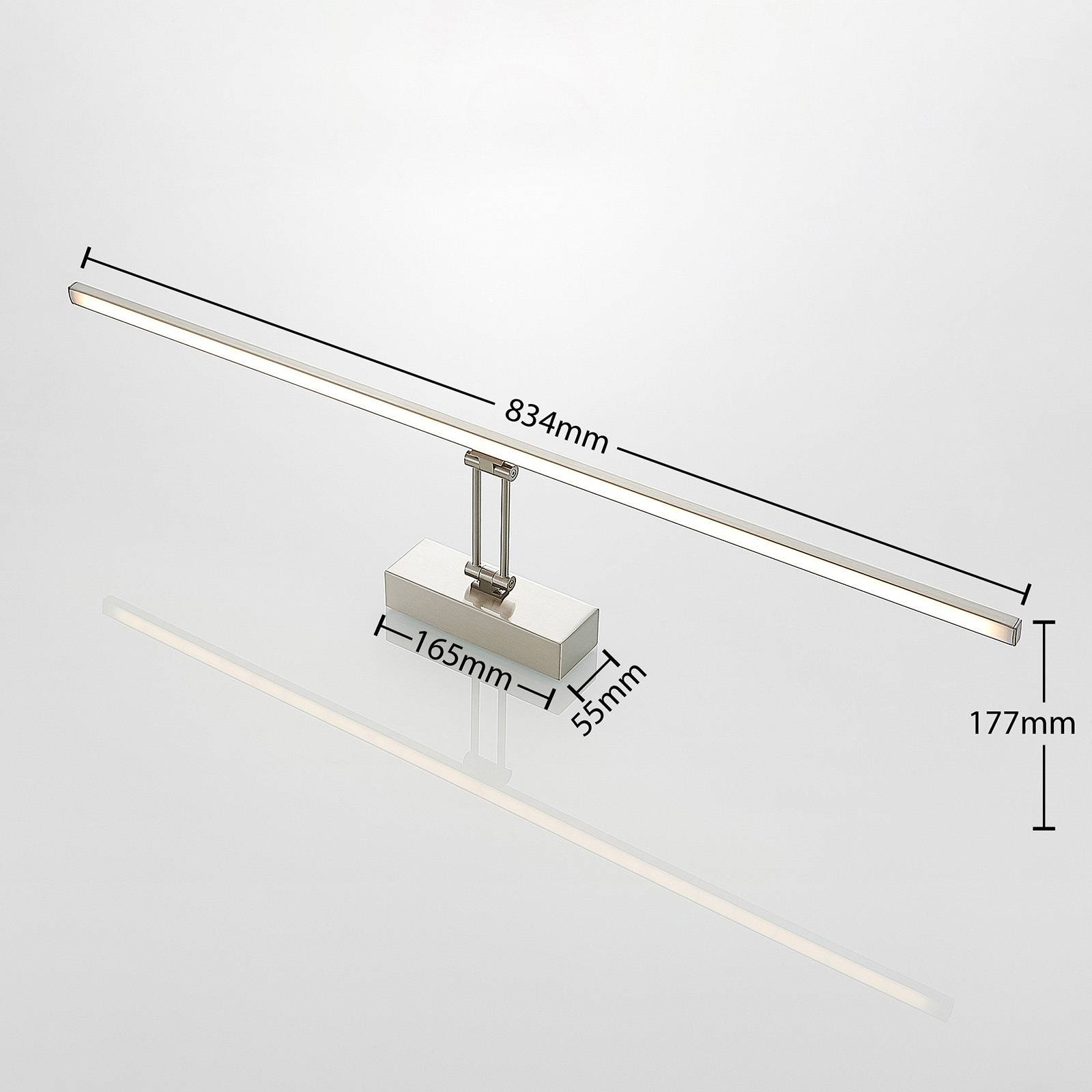 Lucande Thibaud LED-bildelampe, nikkel 83,4 cm matt nikkel jern, aluminium, plast