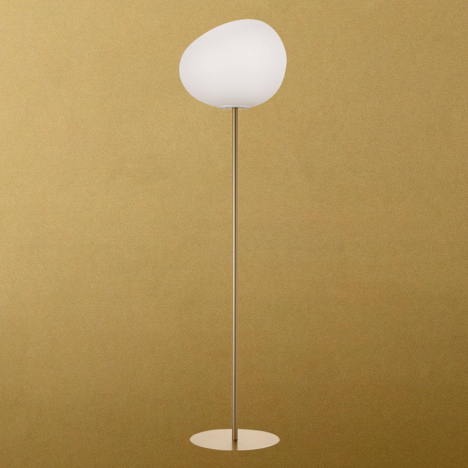 FOSCARINI Foscarini Gregg grande floor lamp, 186 cm, gold, for Living / Dining Room, handblown glass, metal, E27, 57 W, energy efficiency: A++, H: 186 cm