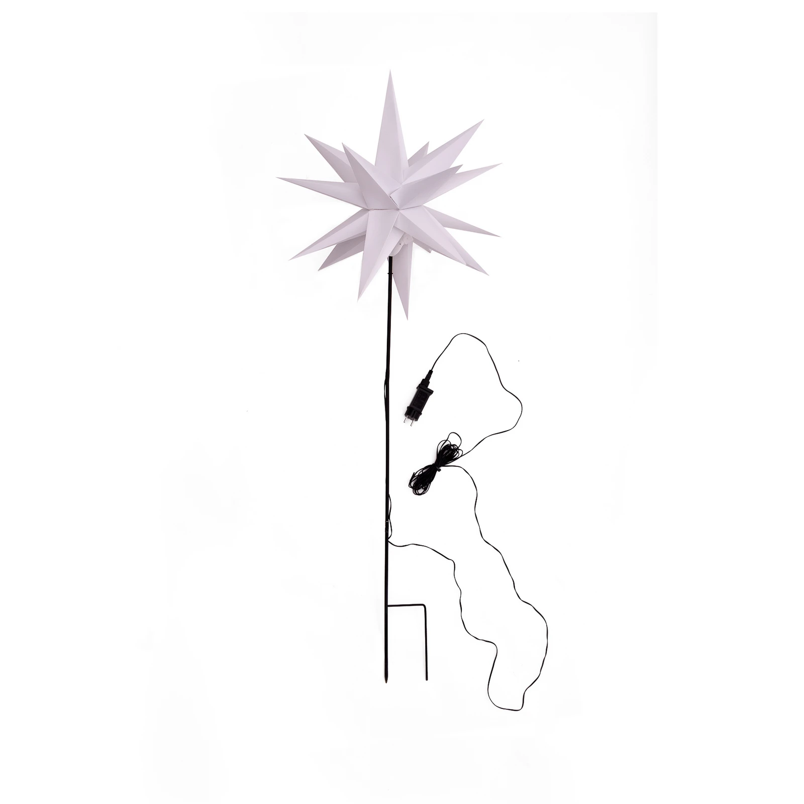 Stea LED exterior, cu tijă fixare sol, Ø 55 cm alb