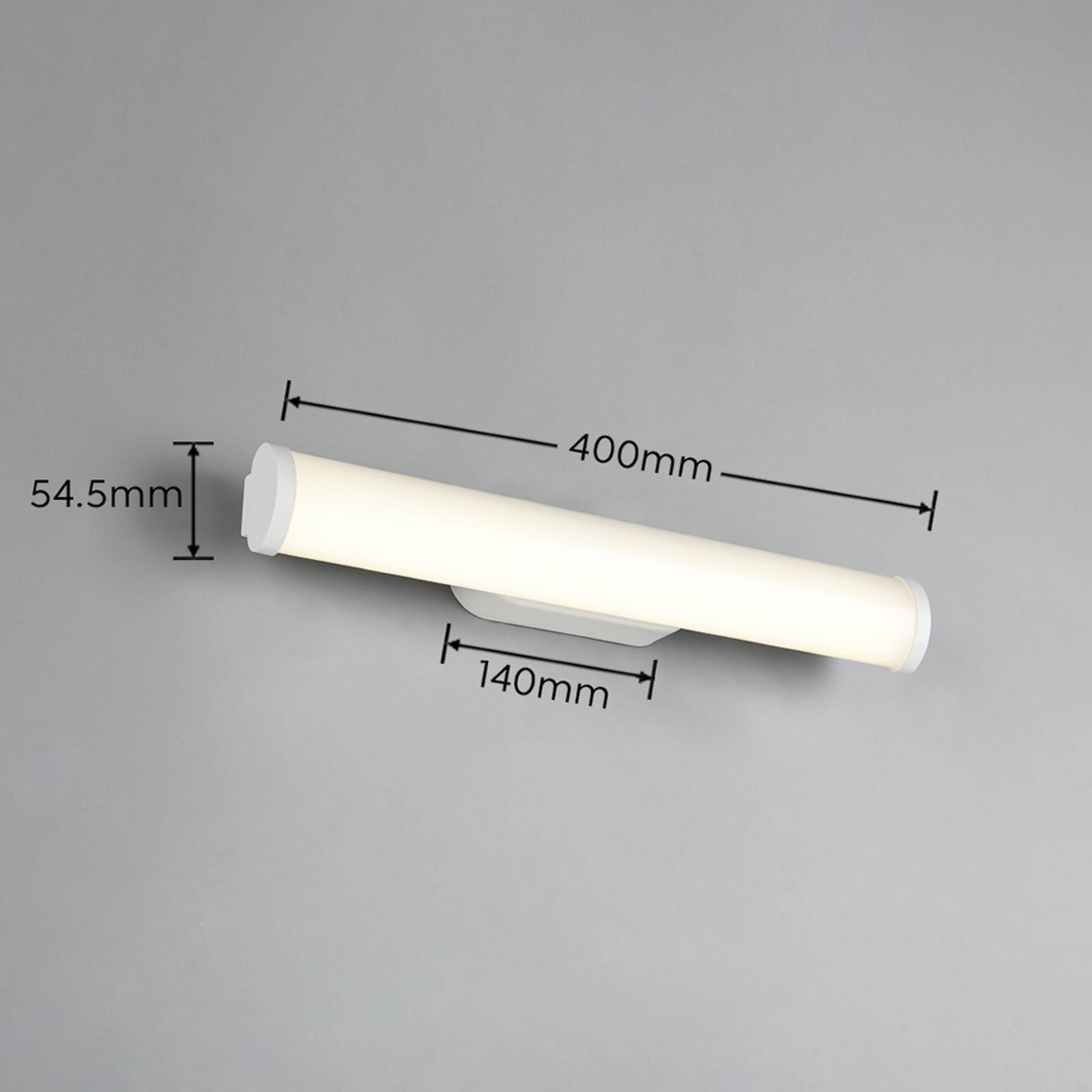 LED-vegglampe Ernesto, matt hvit, bredde 40 cm, 4 000 K, IP44