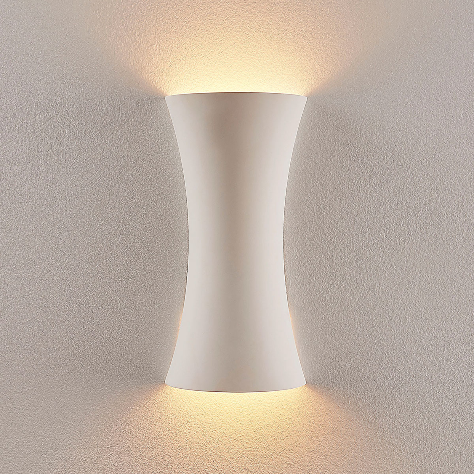 Sadrová nástenná lampa Edon biela, konkávna, 30 cm