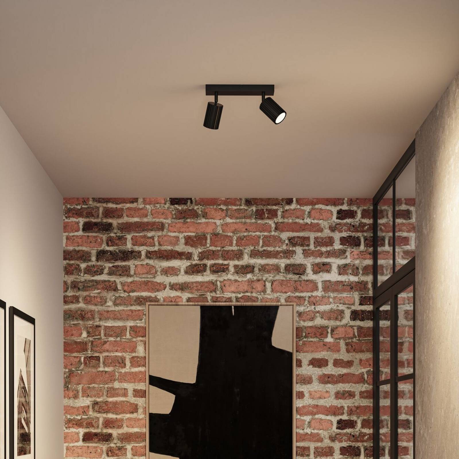 Paulmann downlight Lirena, matt svart, lengde 26 cm, 2 lyskilder.