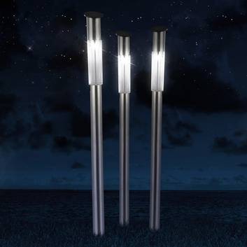 Solarlampa m. spett Fania i rostfritt stål, 3-pack