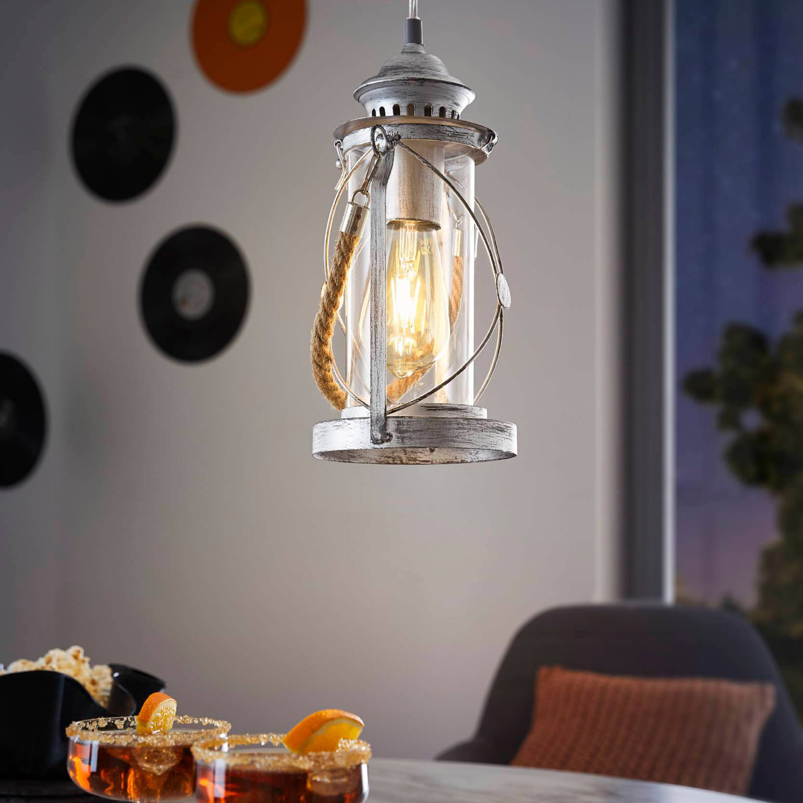 Srebrna lampa wisząca FEDOR w stylu vintage