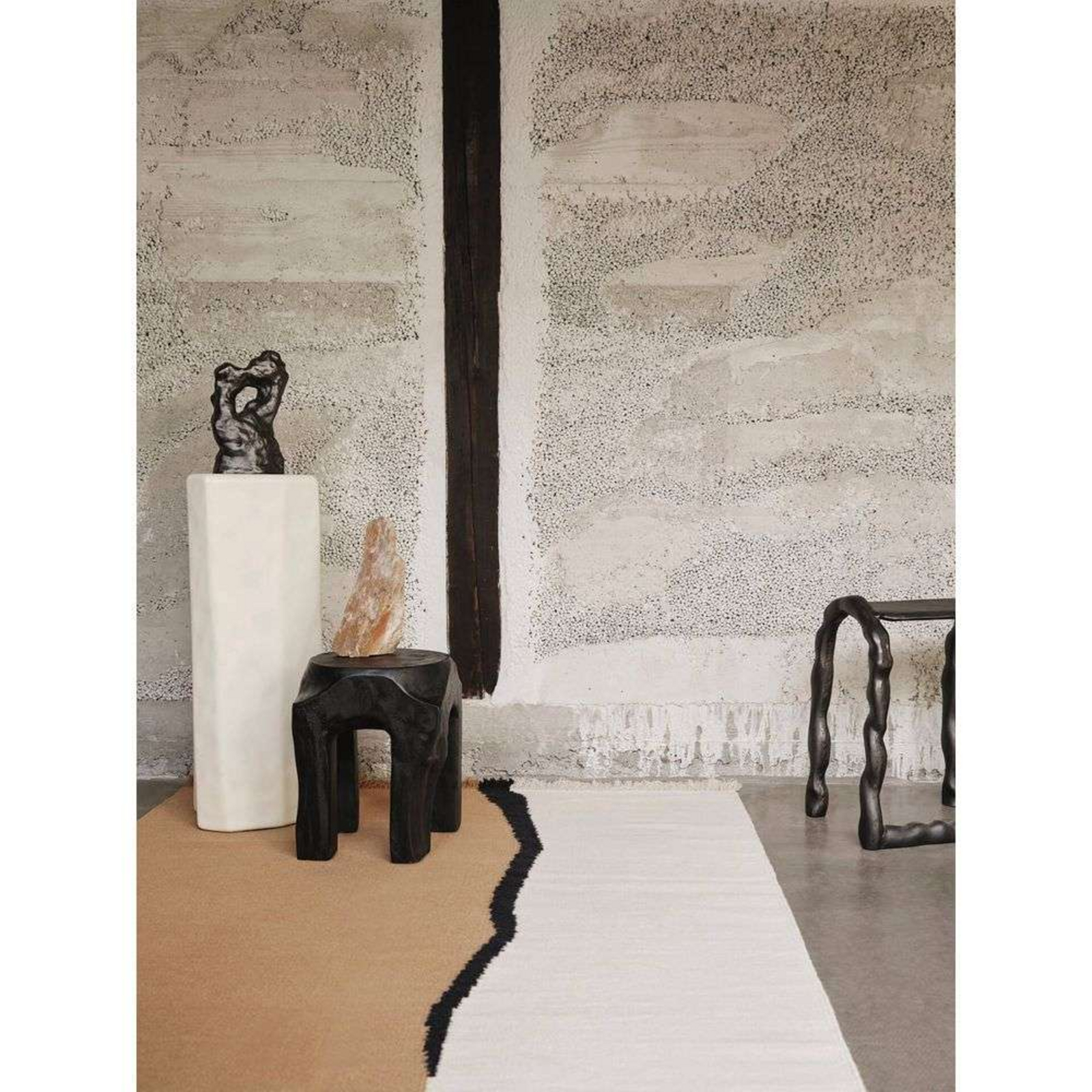 Soil Kelim Rug 140x200 Dark Homok/Off-White - ferm LIVING