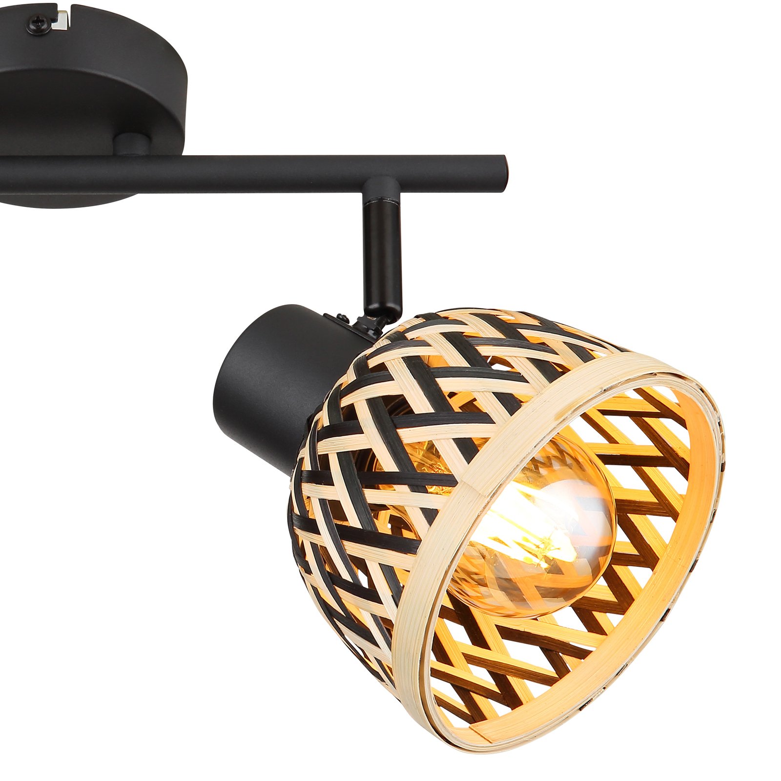 Plafondlamp Colly bamboe vlechtwerk, 2-lamps