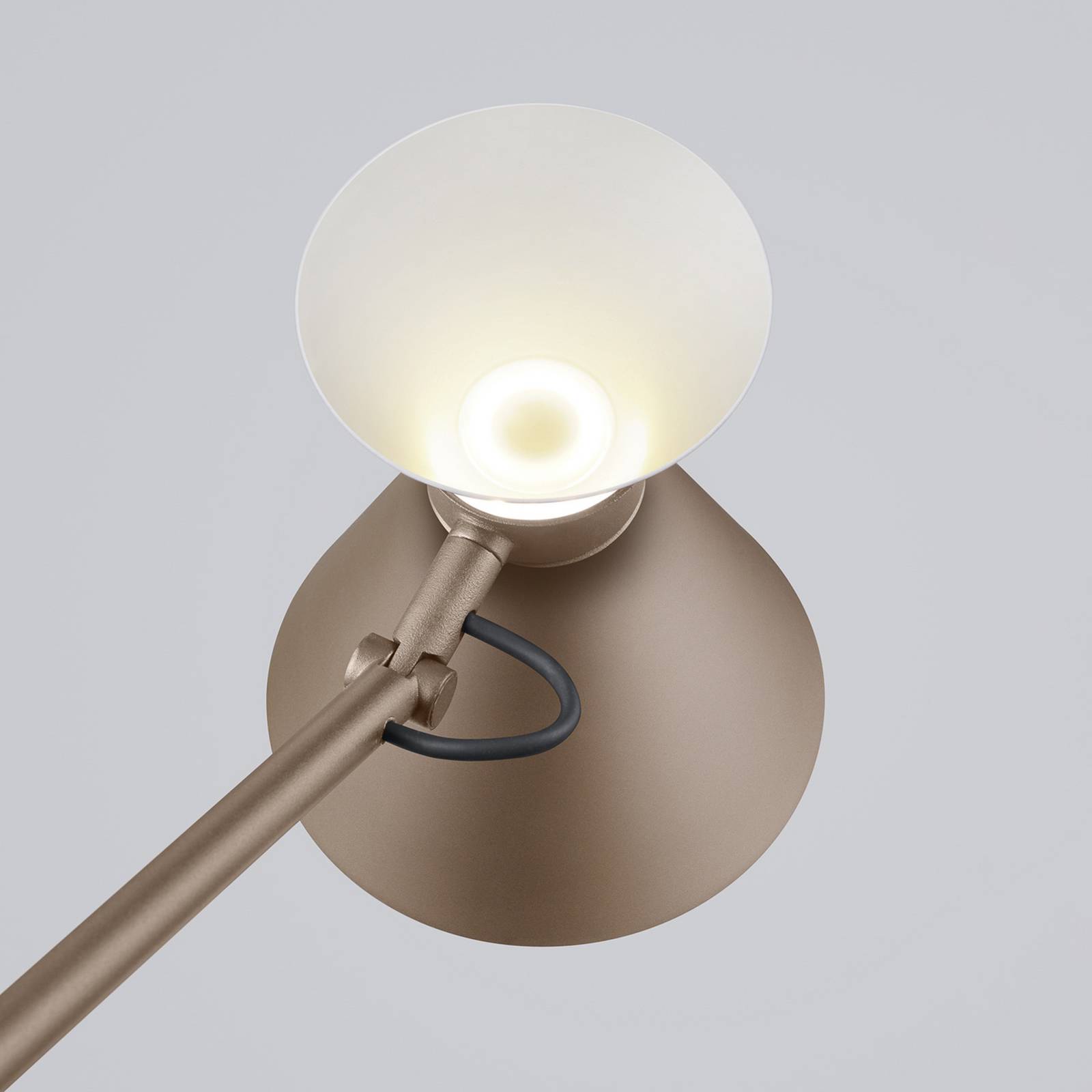 Lampa stojąca LED Helestra LUK, brązowa, ściemniany, regulowana wysokość