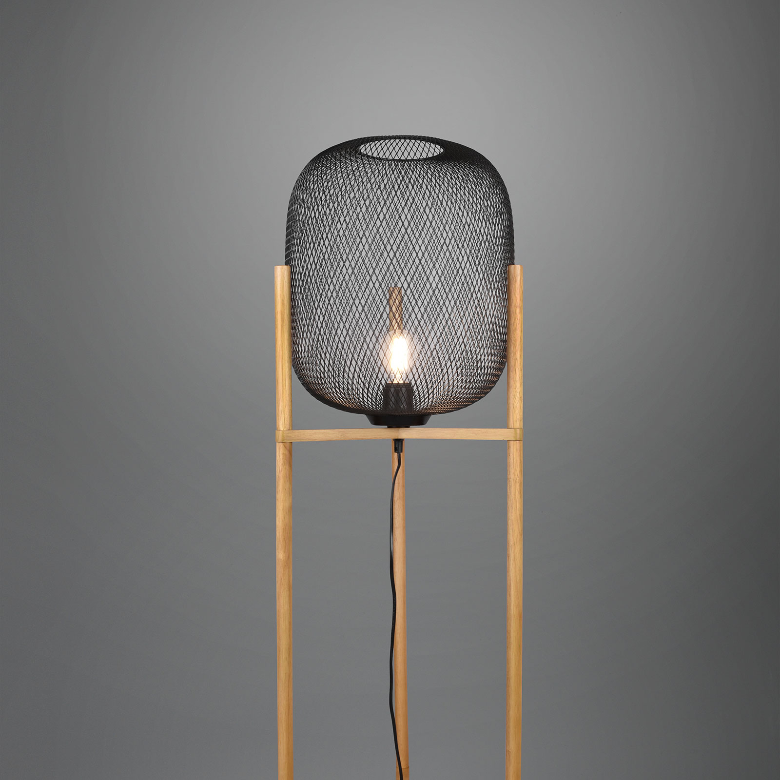 Подова лампа Calimero с дървена рамка на триножник