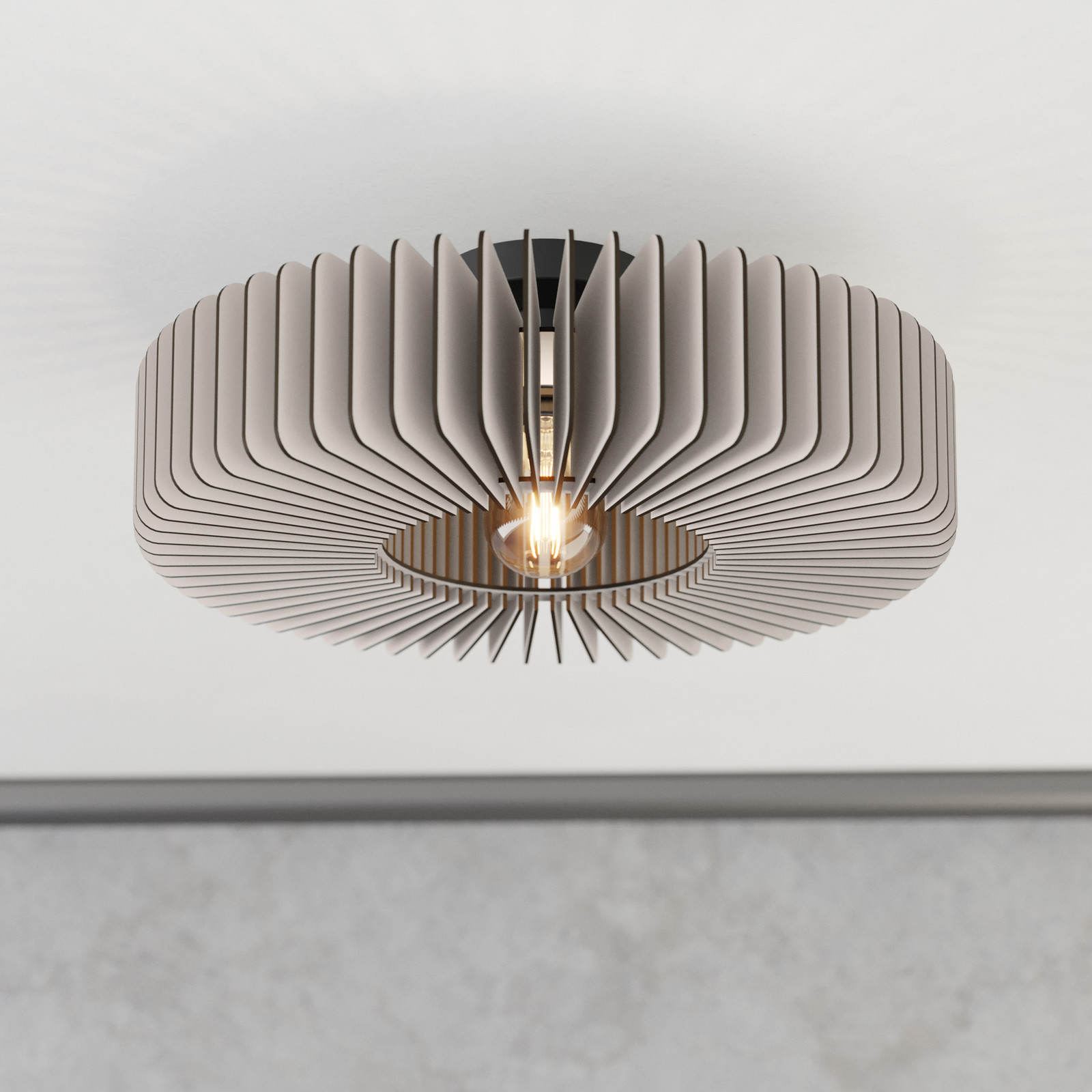 EGLO Plafonieră Palombaia albă Ø 50 cm oțel/lemn E27 - Metal