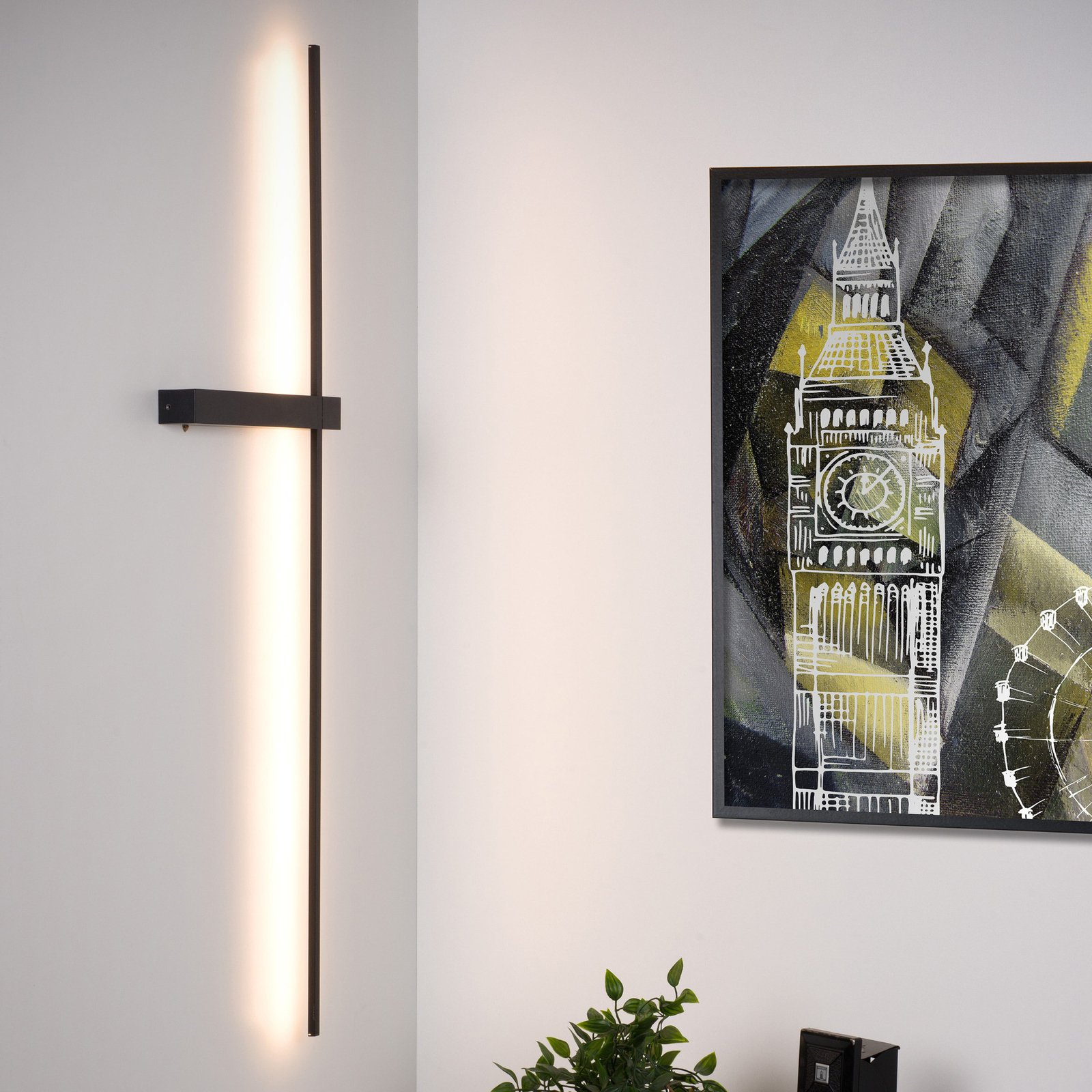 Applique murale LED Segin, hauteur 90 cm, 10W, noir, aluminium