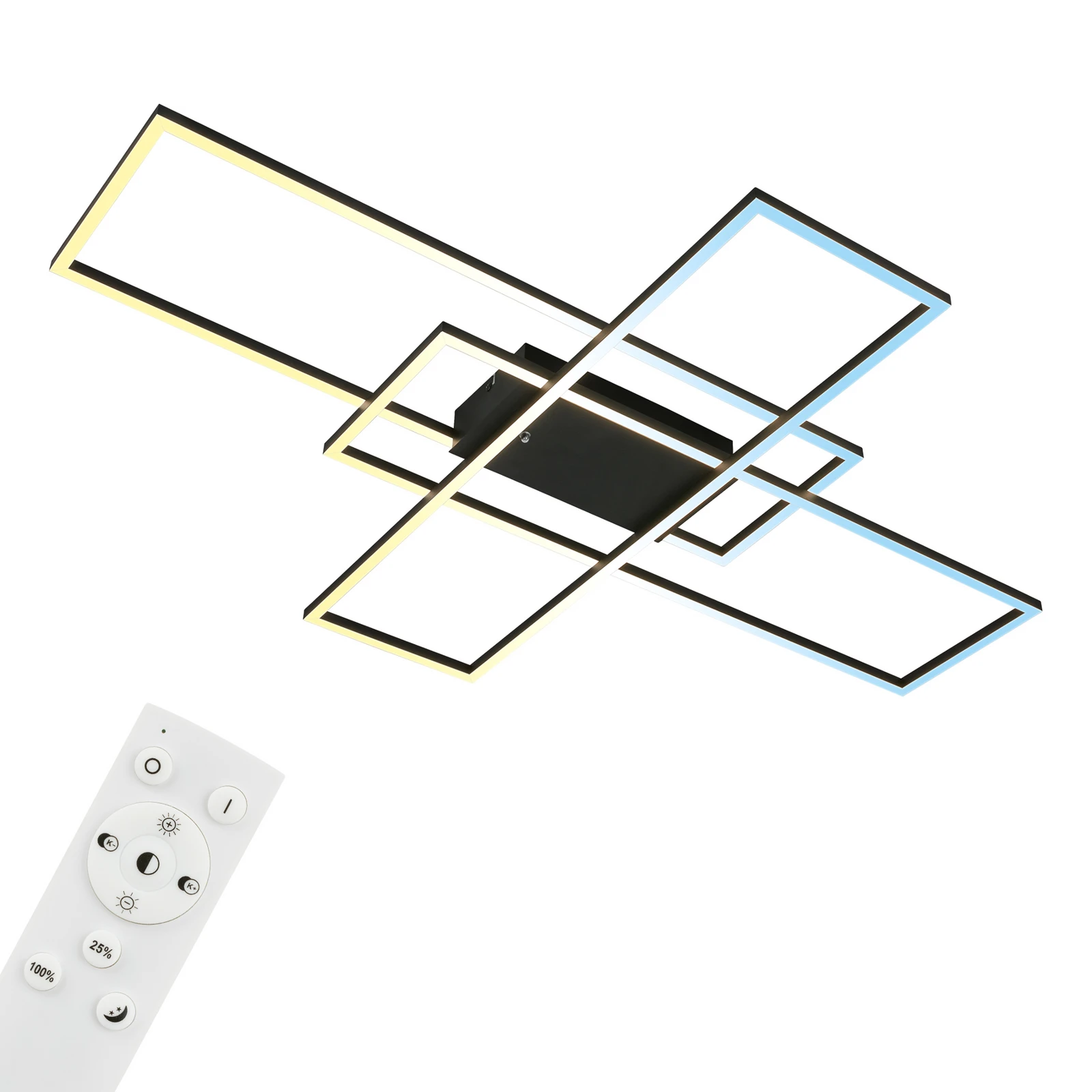 Roami LED stropna svjetiljka, 104x71cm, crna, CCT, daljinski upravljač
