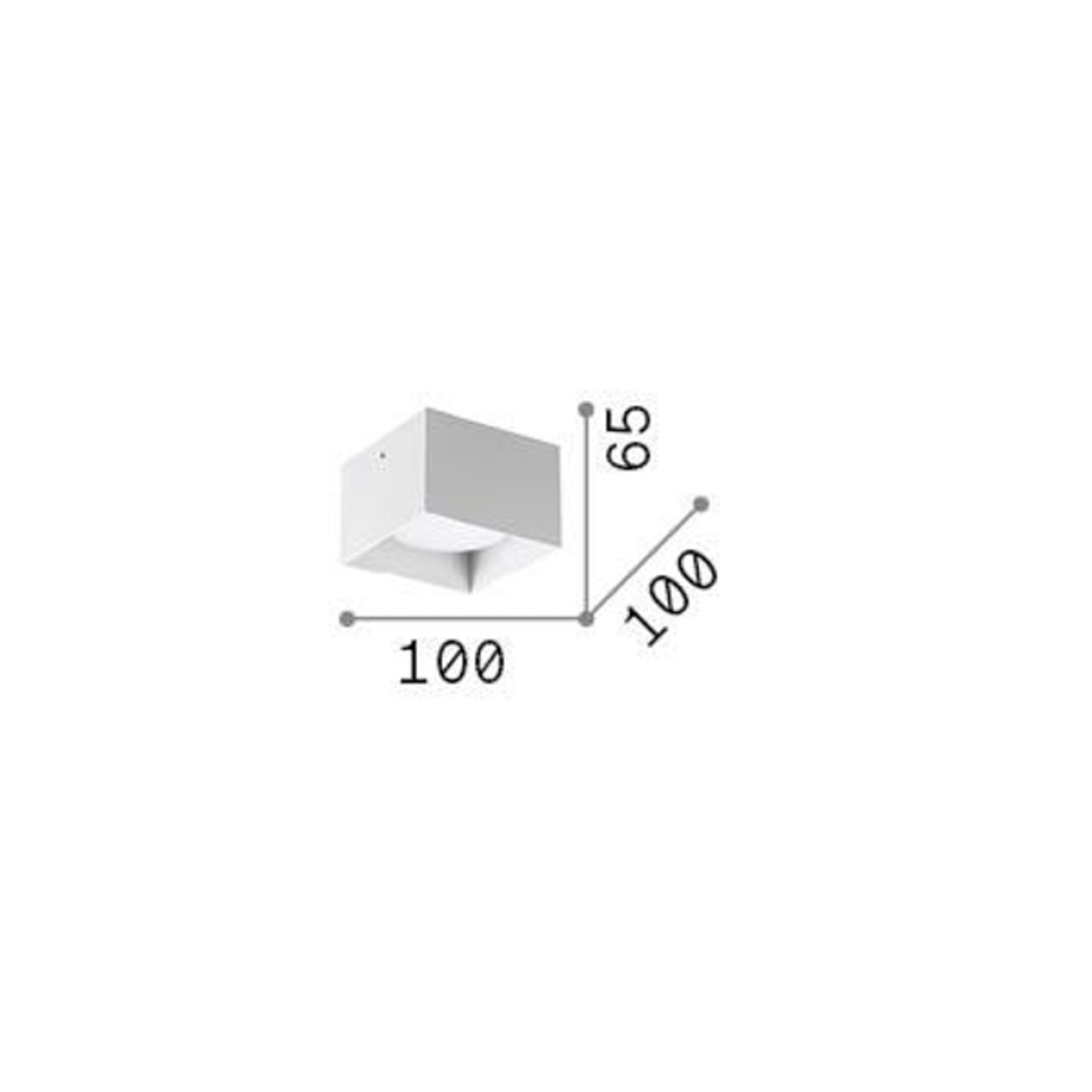 Ideal Lux Downlight Spike Square, alb, aluminiu, 10 x 10 cm