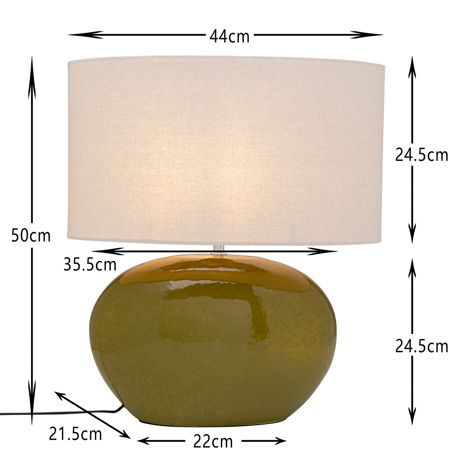 Kare stalo lempa „Beo“, žalia, medvilnė, aukštis 50 cm, E27