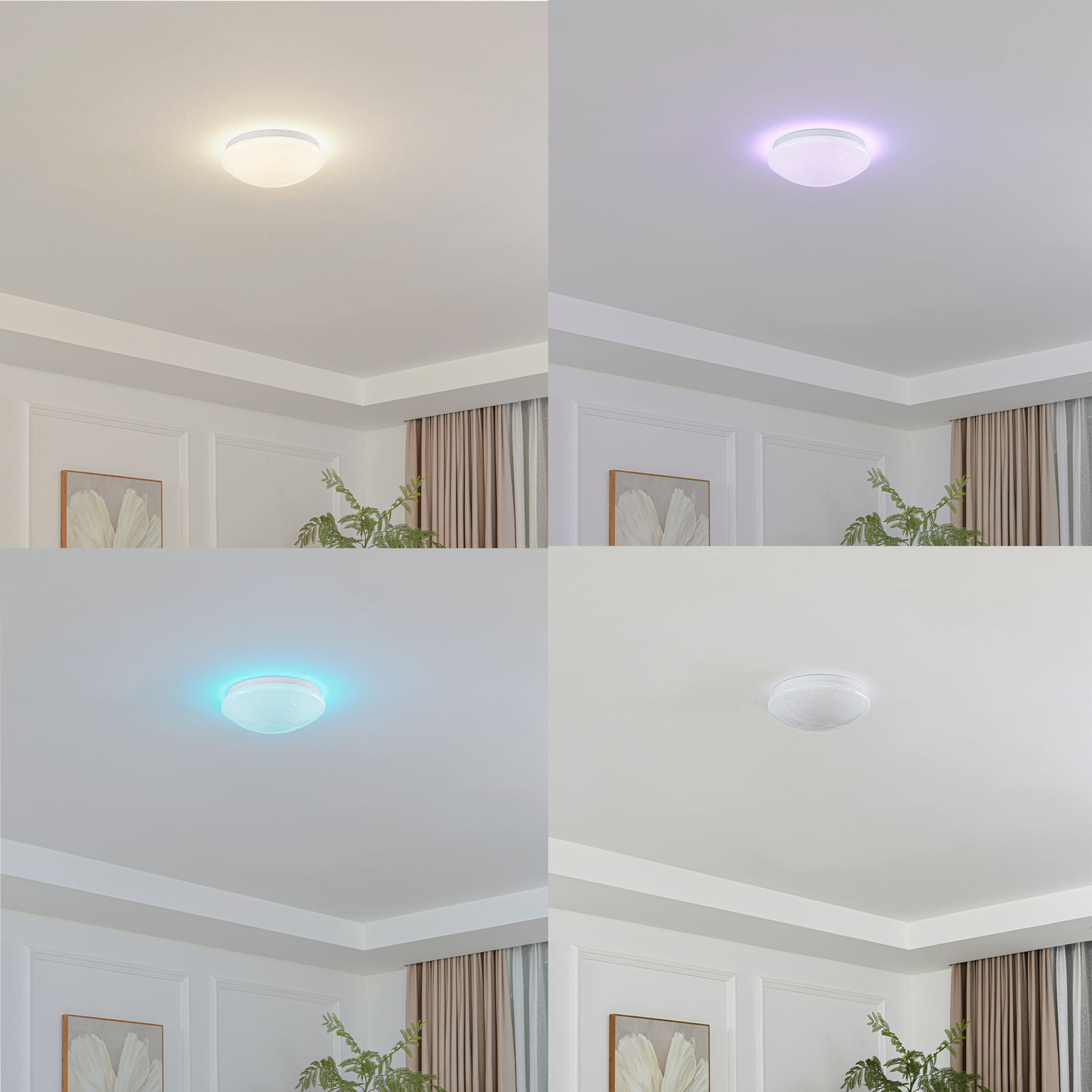 Lindby LED осветление за таван Janosch, бяло, Ø28cm, дистанционно