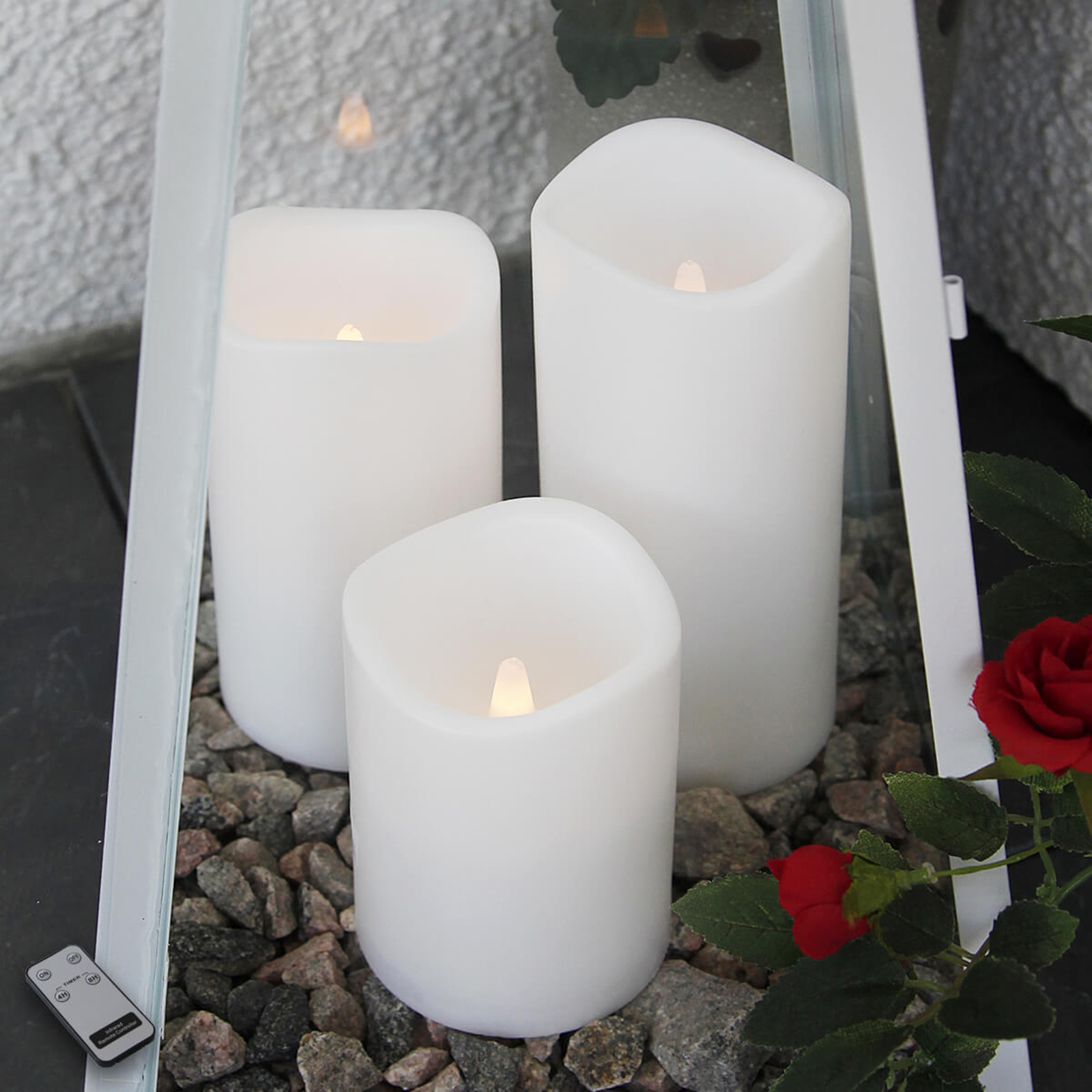 Best Season Set of three LED candles for outdoors, plastic, 0.03 W
