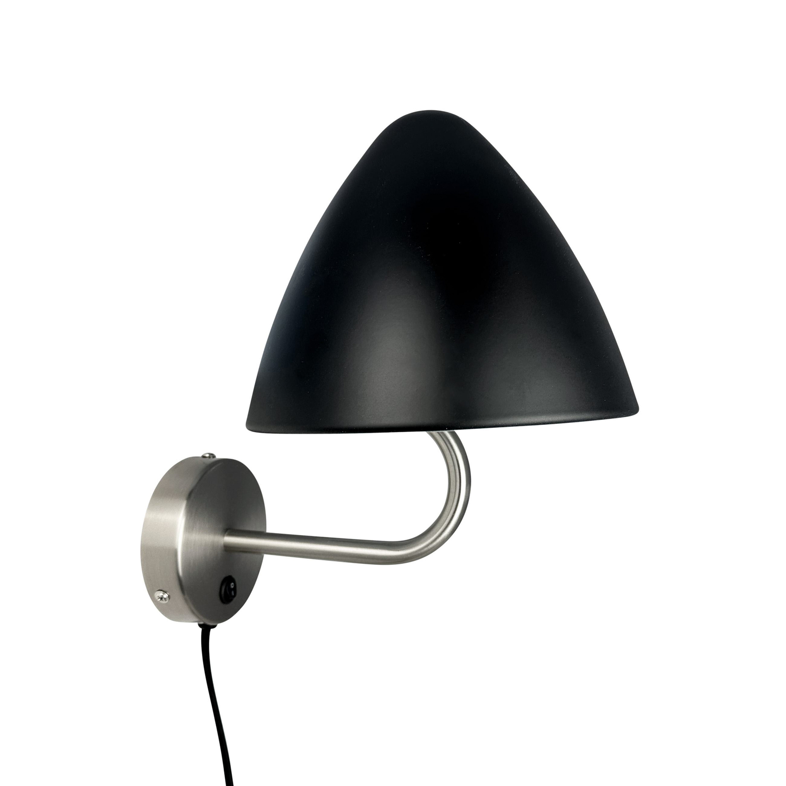 Dyberg Larsen wandlamp Oulu, zwart/staal, Ø 20,3 cm