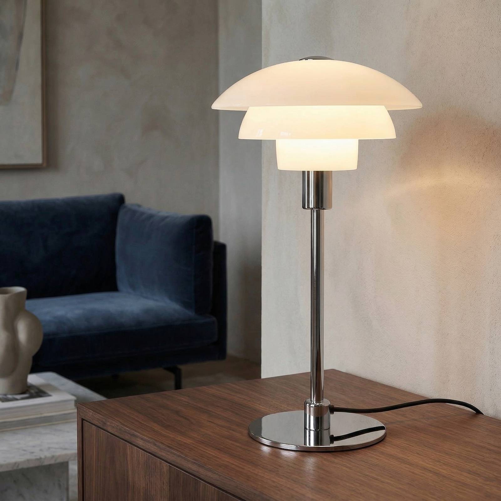 lampe de table Dyberg Larsen Morph, opale, hauteur 35 cm, verre