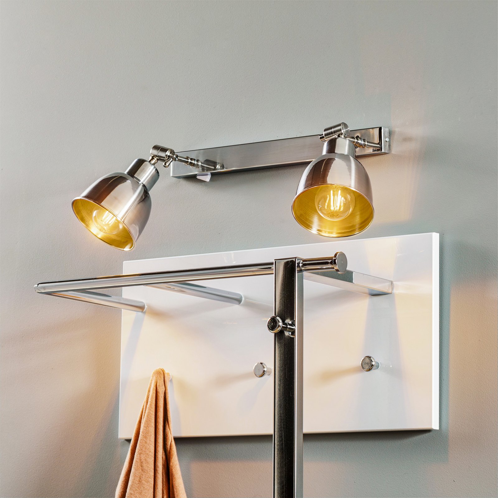 Wandlamp Emoti, 2-lamps, chroom