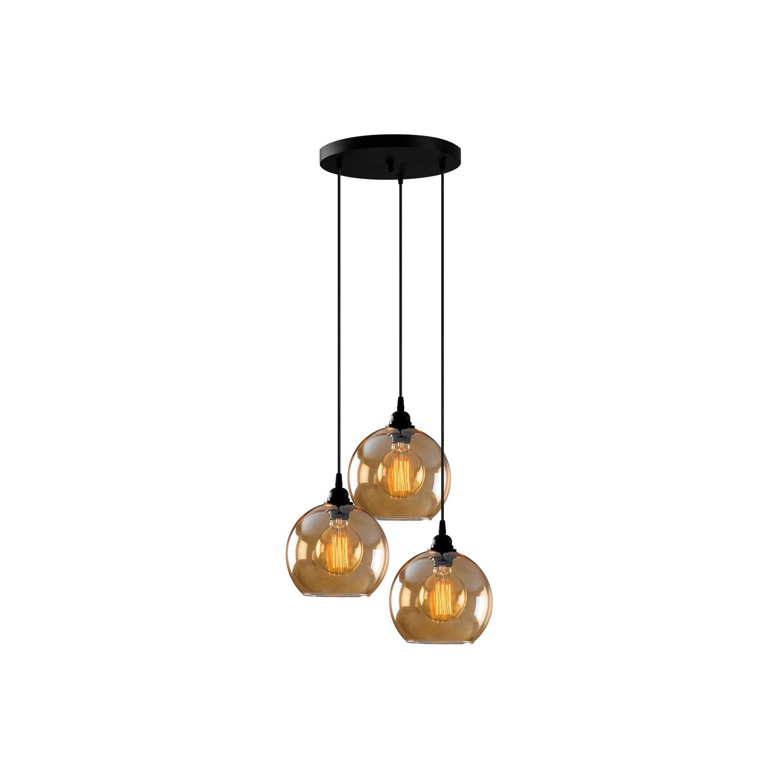 Hanging light Gold 021 3-bulb rondel glass Ø20cm