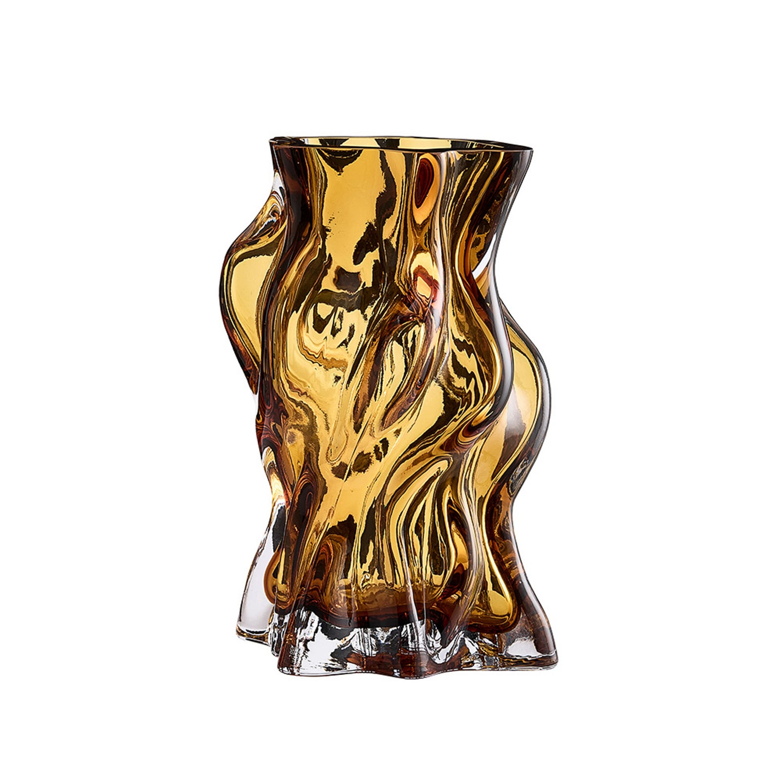 Vena Vase, ravfarvet, højde 29 cm, længde 20 cm, glas – AYTM Vena Vase, ravfarvet, højde 29 cm, længde 20 cm, glas – AYTM