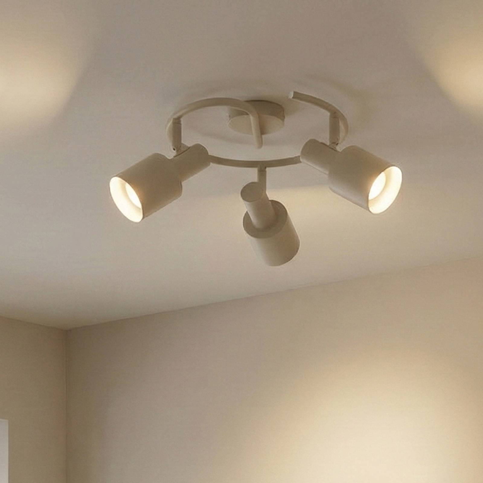 Lindby Deckenstrahler Ovelia, beige, 3-flg., Metall, E27 günstig online kaufen