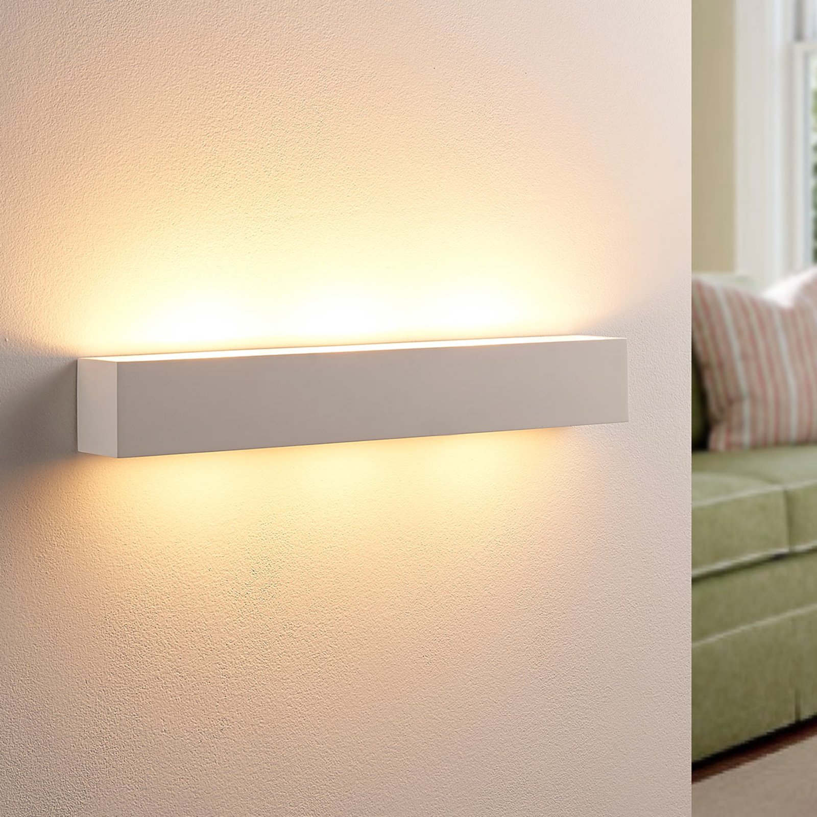 LED-Wandleuchte Tjada 35 cm Gips G9 LED Wandlampe Lampenwelt Schlafzimmer Weiß