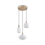 Hängelampe Emelie, 3-fl., goldfarben/weiß, Metall, Glas, E27