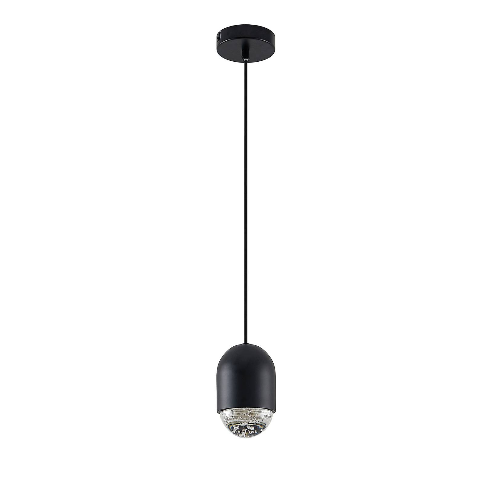 Lucande Amielle függő lámpa, egy izzós, fekete