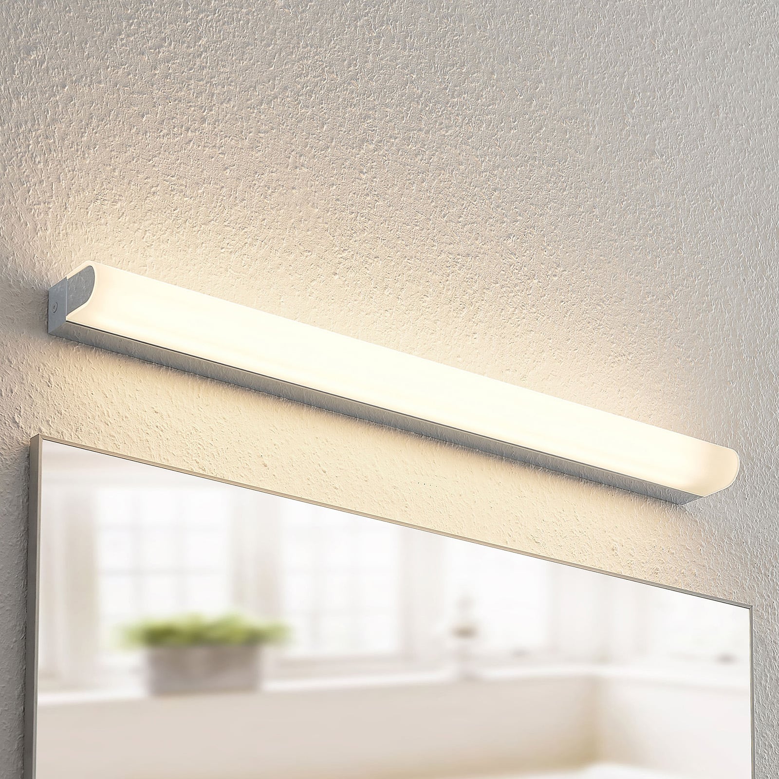 Arcchio Mourice LED wall lamp, IP44, chrome, 71 cm, for Bathroom, aluminium, iron, acrylic, 24 W, energy efficiency: A+, W: 71 cm, H: 4 cm